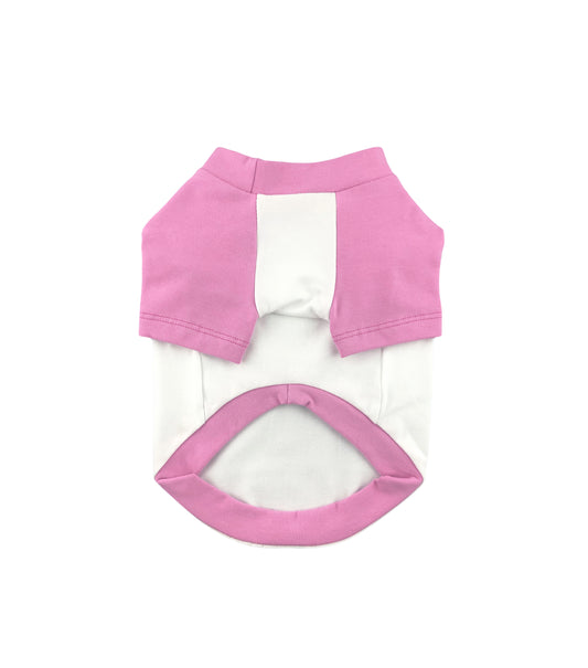 Dusty Rose and White Contrasting Raglan T-shirt, 95Cotton/ 5Spandex Jersey,  Dog Apparel