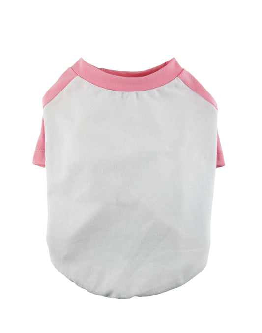Candy Pink and White Contrasting Raglan T-shirt, 95 Cotton/5 Spandex Jersey, Dog Tee, Dog Apparel
