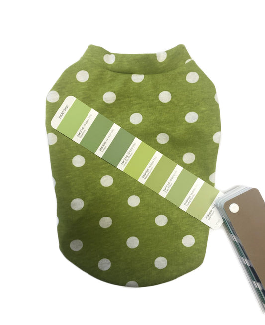 Cotton/Poly Lightweight Jersey Tank Top, Printed White Dots on Green, Dog Tee, Dog Apparel