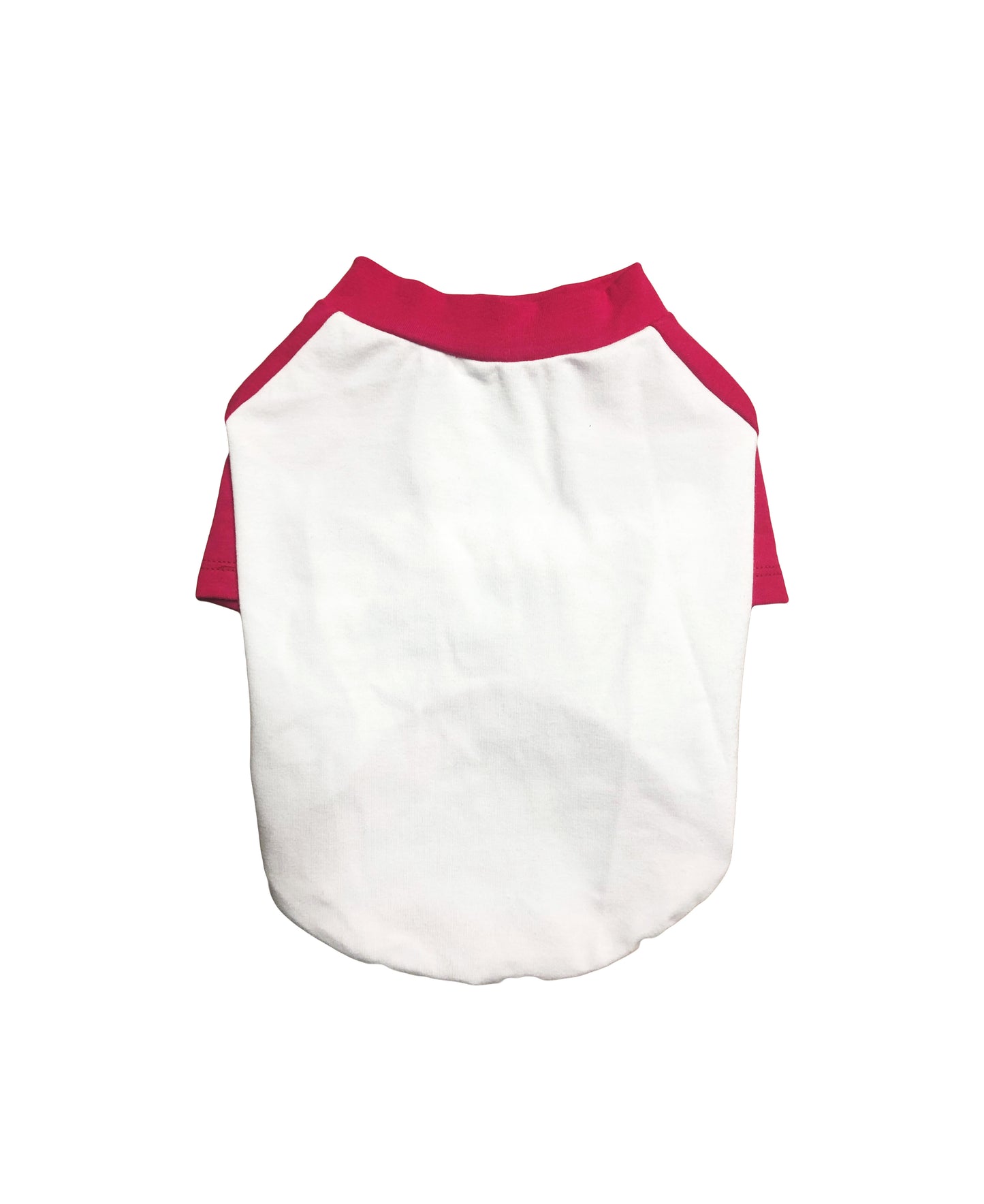 Hot Fuchsia and White Contrasting Raglan T-shirt, 95Cotton/ 5Spandex Jersey,  Dog Apparel