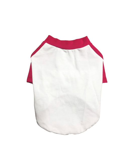Hot Fuchsia and White Contrasting Raglan T-shirt, 95Cotton/ 5Spandex Jersey, Dog Apparel