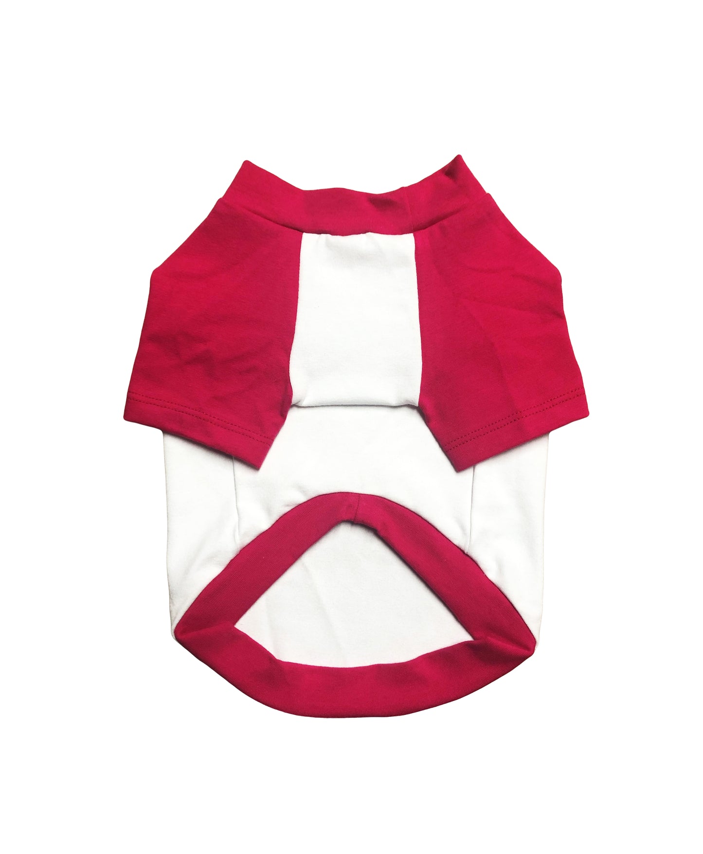 Hot Fuchsia and White Contrasting Raglan T-shirt, 95Cotton/ 5Spandex Jersey,  Dog Apparel