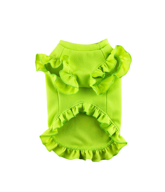 Neon Yellow Ruffled Dress, Liverpool Stretch Knit