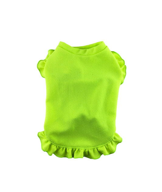 Neon Yellow Ruffled Dress, Liverpool Stretch Knit