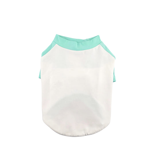 Mint and White Contrasting Raglan T-shirt, 95Cotton/ 5Spandex Jersey,  Dog Apparel