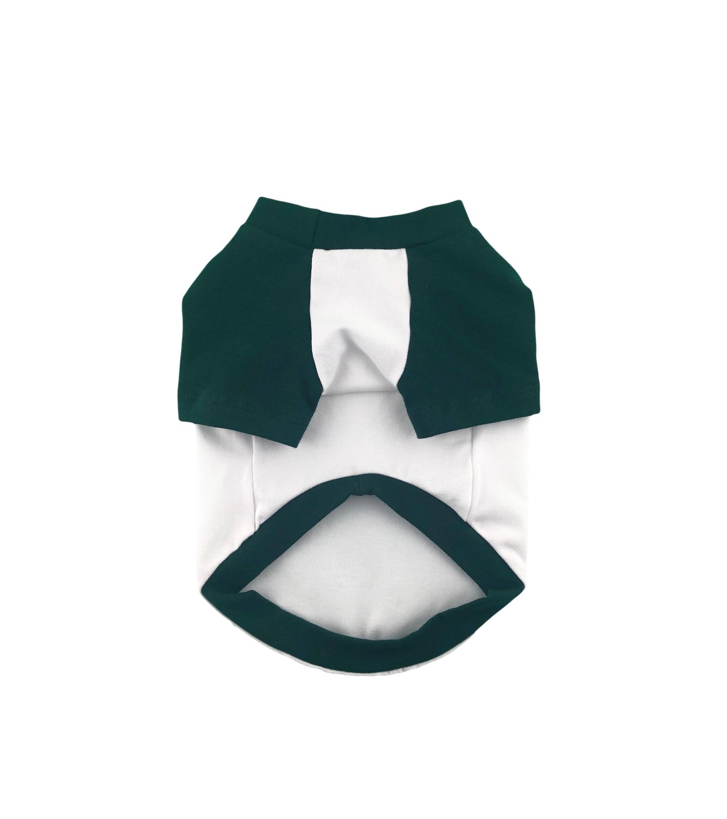 Forest Green and White Contrasting Raglan T-shirt, 95Cotton/ 5Spandex Jersey,  Dog Apparel