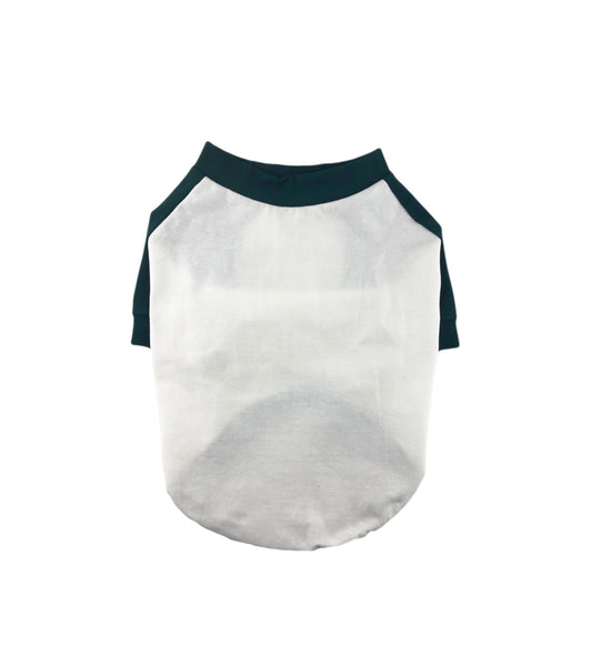 Forest Green and White Contrasting Raglan T-shirt, 95Cotton/ 5Spandex Jersey, Dog Apparel