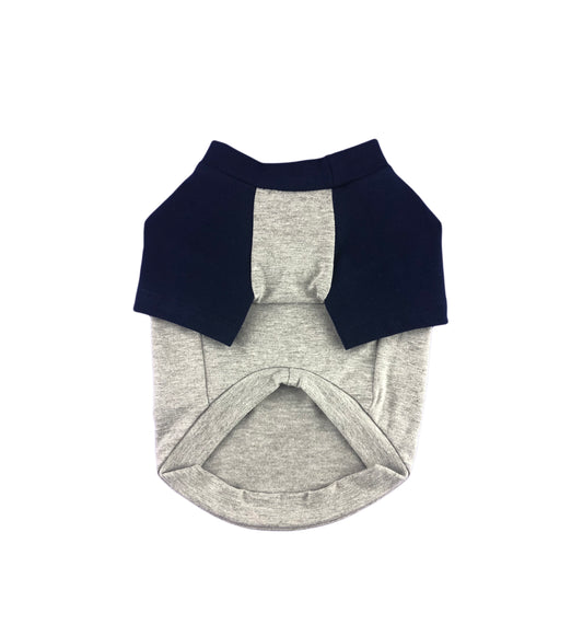 Heather Grey & Navy Contrasting Raglan T-shirt, 95Cotton/ 5Spandex Jersey,  Dog Apparel