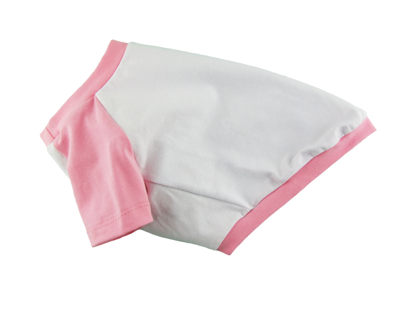 Candy Pink and White Contrasting Raglan T-shirt, 95 Cotton/5 Spandex Jersey, Dog Tee, Dog Apparel