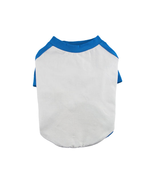 Turquoise and White Contrasting Raglan T-shirt, 95Cotton/ 5Spandex Jersey,  Dog Apparel