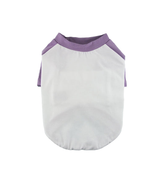 Purple and White Contrasting Raglan T-shirt, 95 Cotton/5 Spandex Jersey, Dog Tee, Dog Apparel