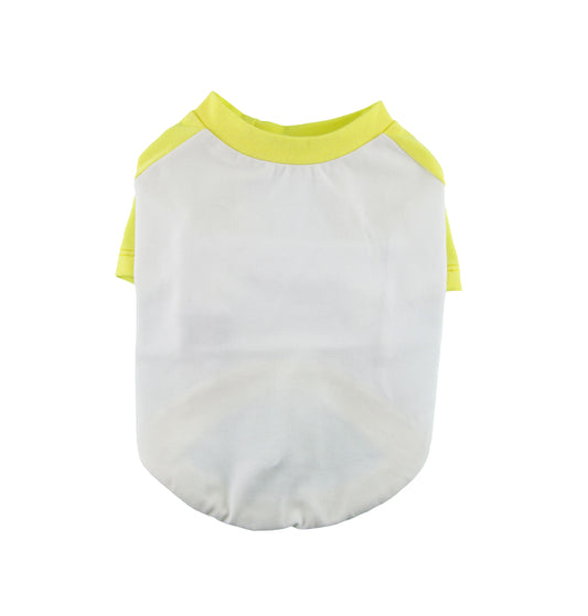 Yellow and White Contrasting Raglan T-shirt, 95Cotton/ 5Spandex Jersey,  Dog Apparel