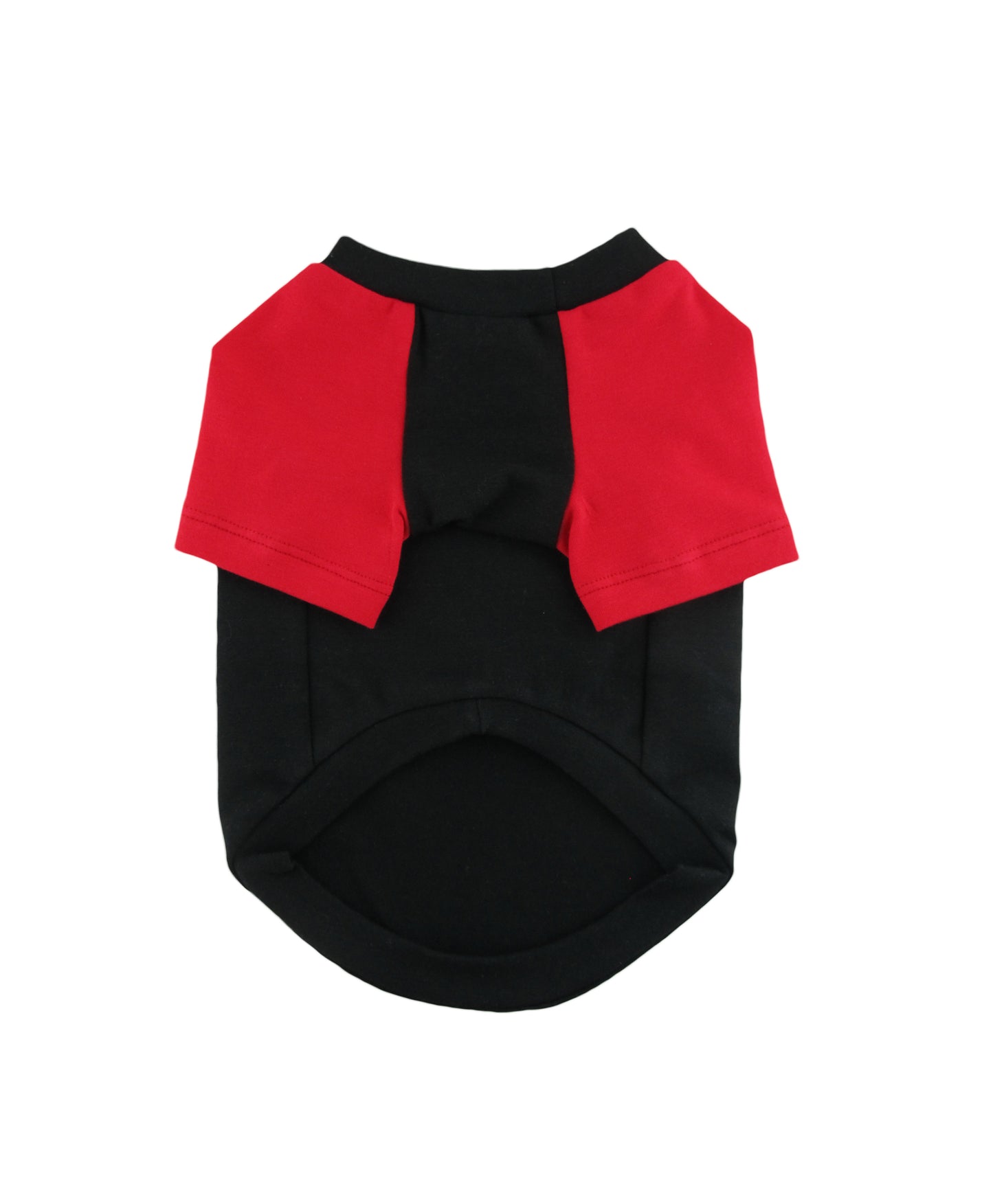 Black and Red Contrasting Raglan T-shirt, 95Cotton/ 5Spandex Jersey,  Dog Apparel