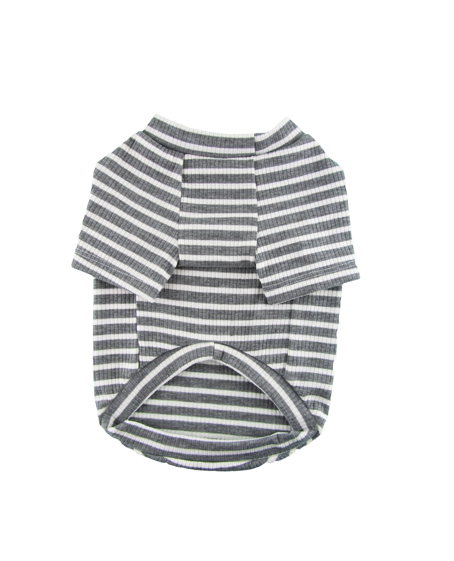 Gray & White Stripe 4x2 Rib Knit Tee, Dog Apparel