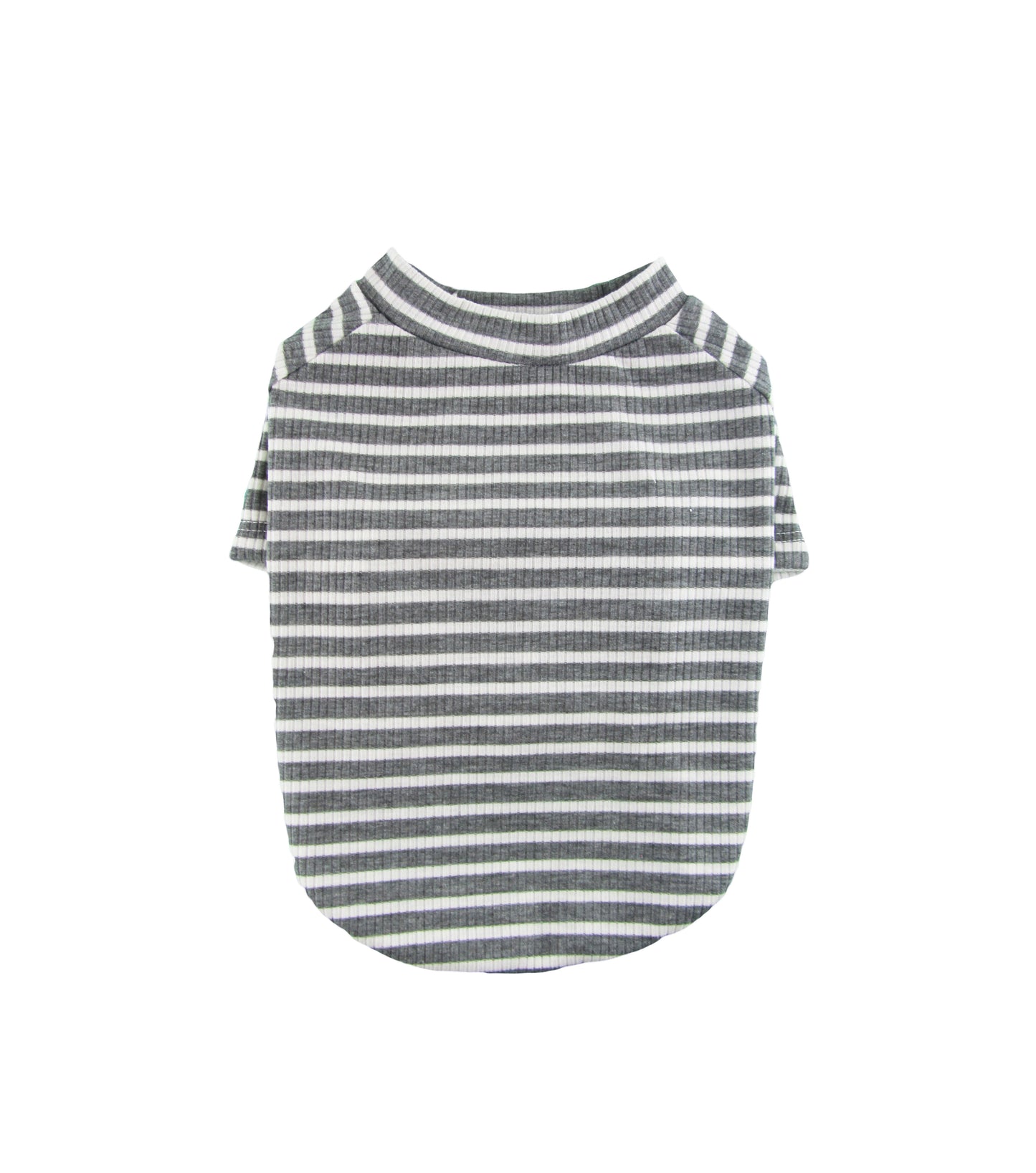 Gray & White Stripe 4x2 Rib Knit Tee, Dog Apparel