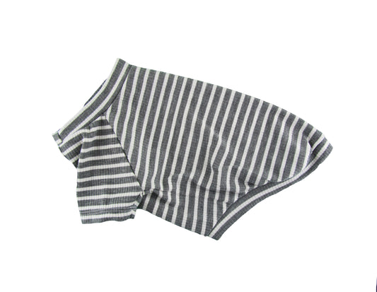 Gray & White Stripe 4x2 Rib Knit Tee, Dog Apparel