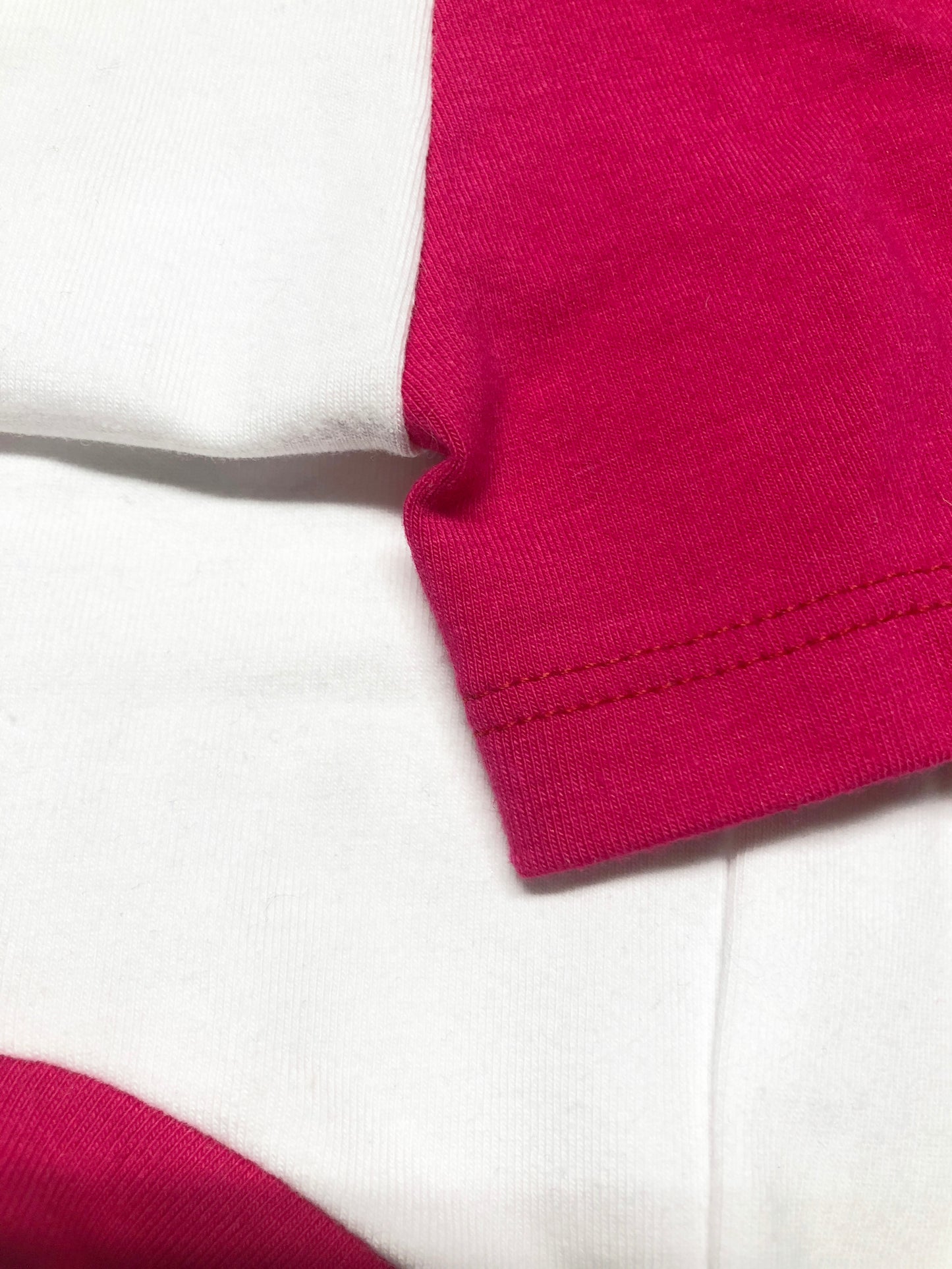 Hot Fuchsia and White Contrasting Raglan T-shirt, 95Cotton/ 5Spandex Jersey,  Dog Apparel