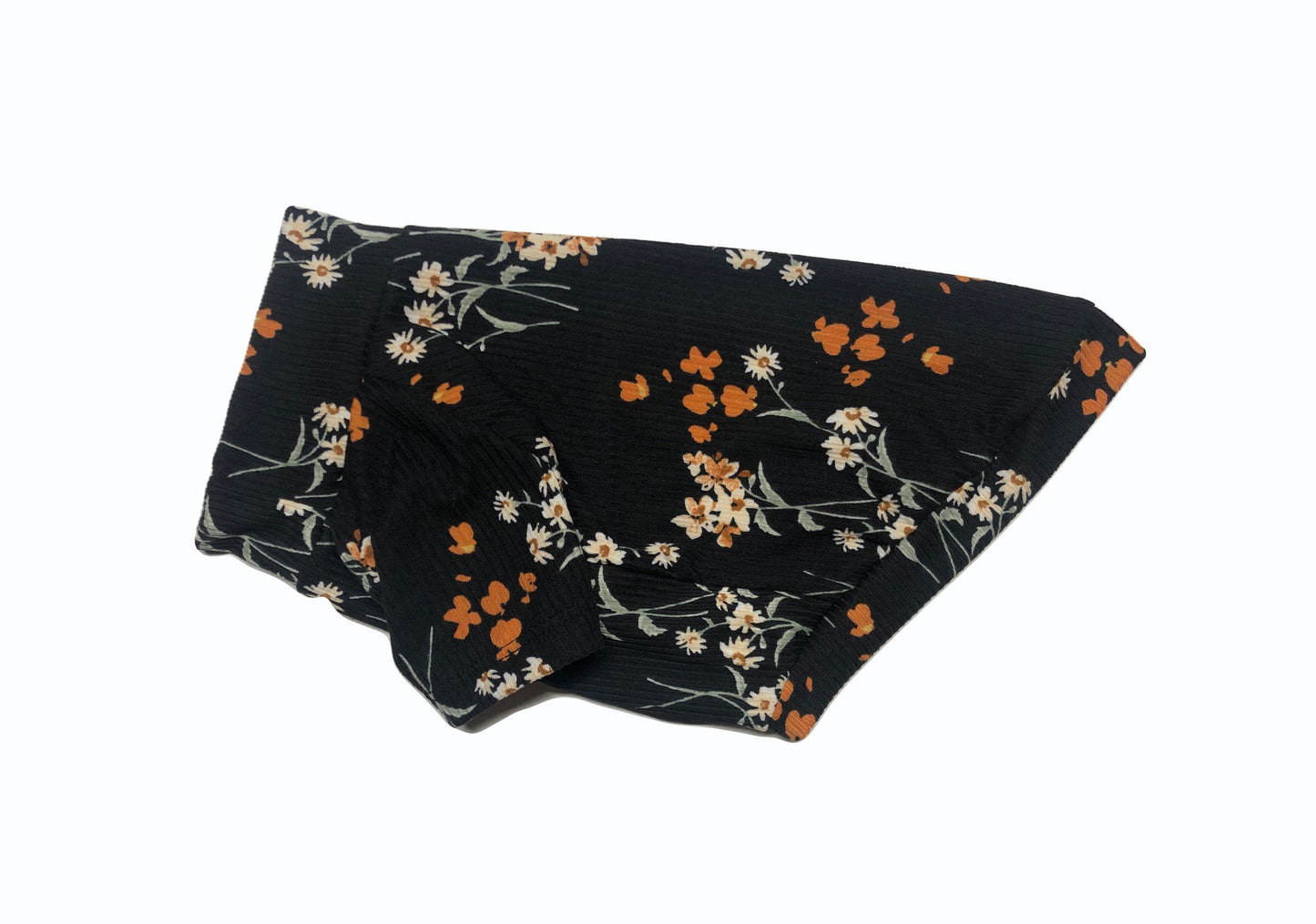 Black, Floral Print, Rib Knit Mock Neck Top, Dog Apparel