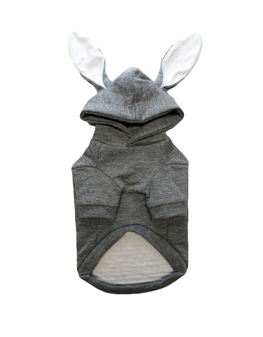 Gray Rabbit Hoodie, Double knit, Dog Apparel