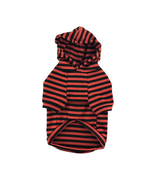 Black Orange Striped Ponte di Roma hoodie, Dog Apparel