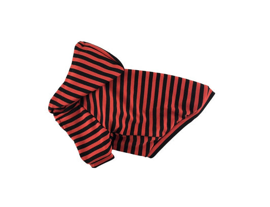 Black Orange Striped Ponte di Roma hoodie, Dog Apparel