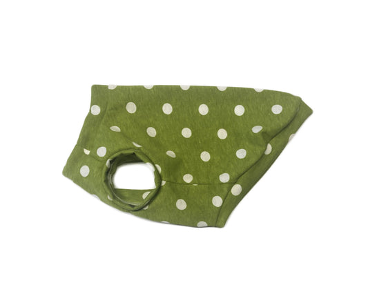 Cotton/Poly Lightweight Jersey Tank Top, Printed White Dots on Green, Dog Tee, Dog Apparel