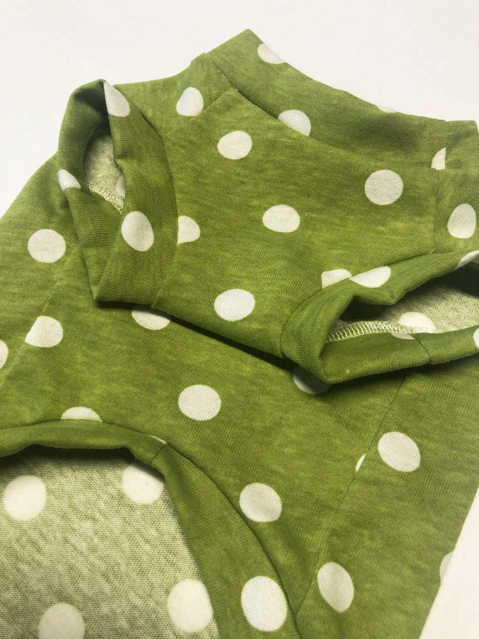 Cotton/Poly Lightweight Jersey Tank Top, Printed White Dots on Green, Dog Tee, Dog Apparel